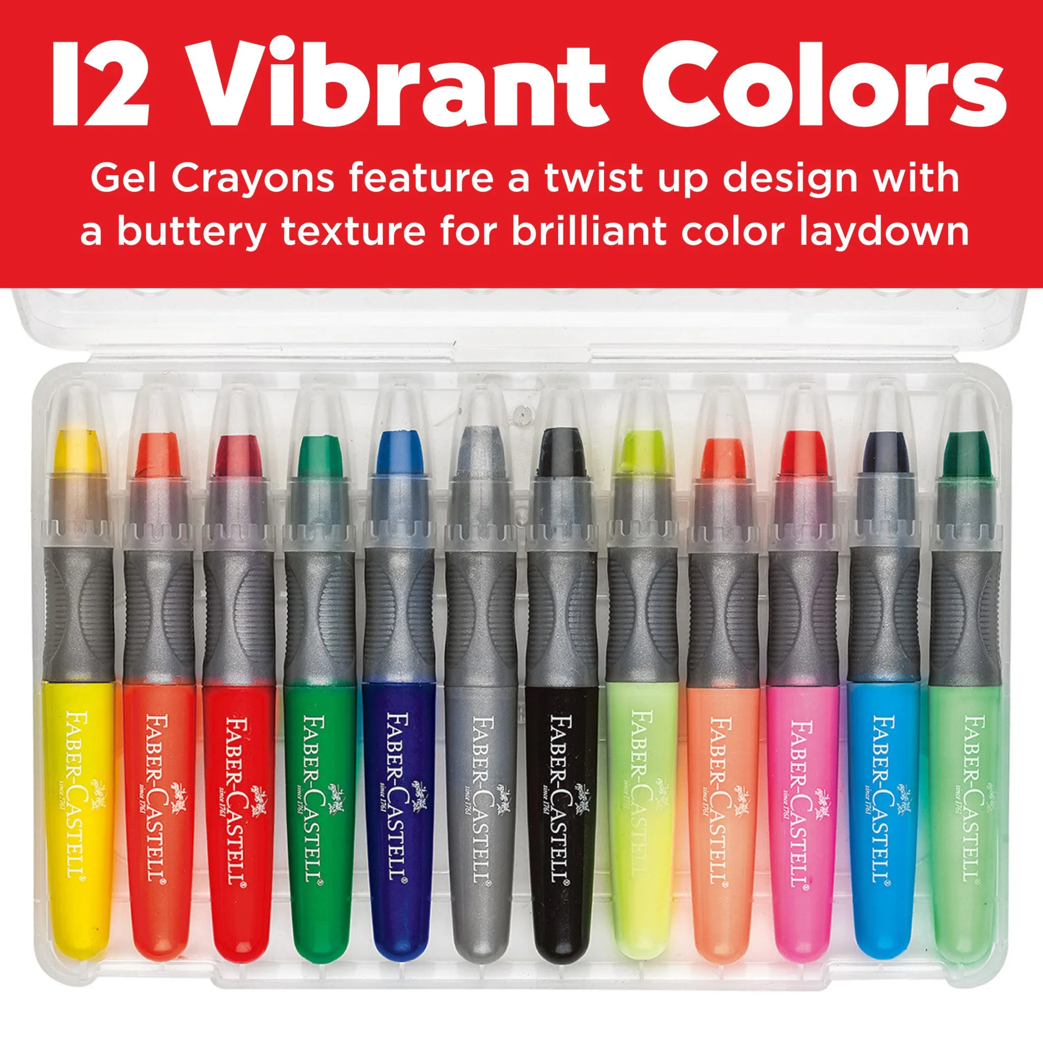 12 Gel Crayons in Storage Case - #14592