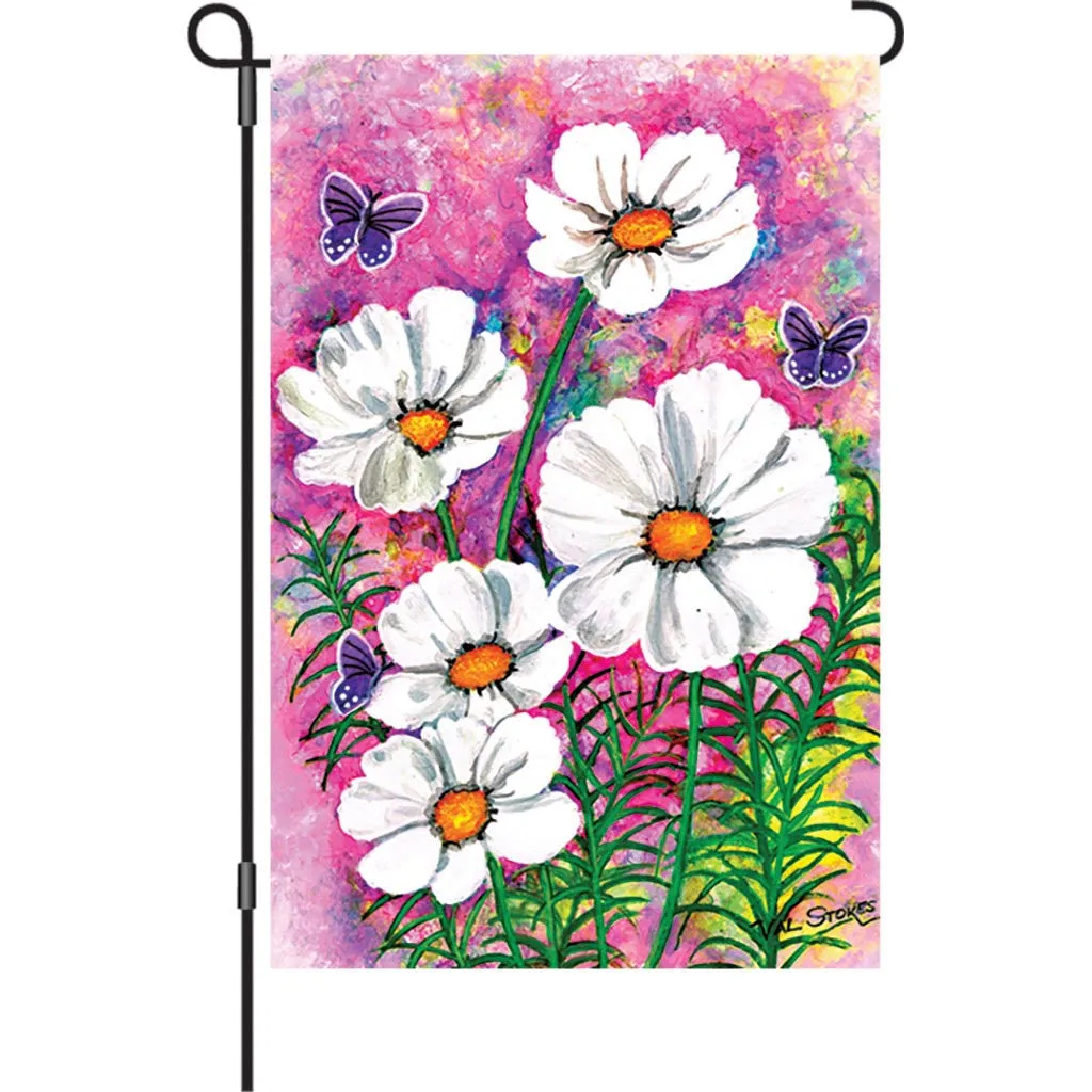 12 in. Springtime Floral Garden Flag - Cosmos Cluster