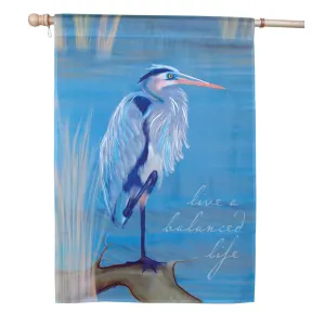 28 in. Blue Heron House Flag - A Balanced Life