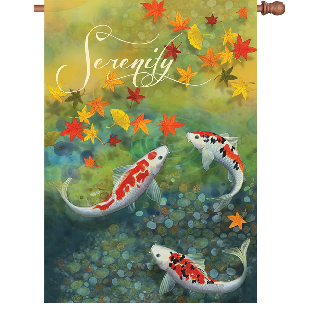 28 in. Koi Pond House Flag - Autumn Pond