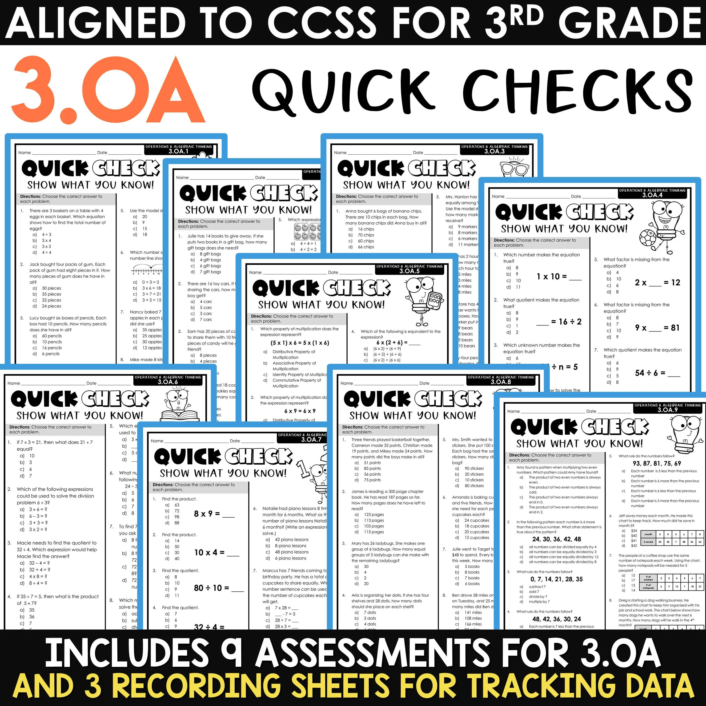 3rd Grade Math Review Worksheets Assessments Homework Morning Work Test Prep