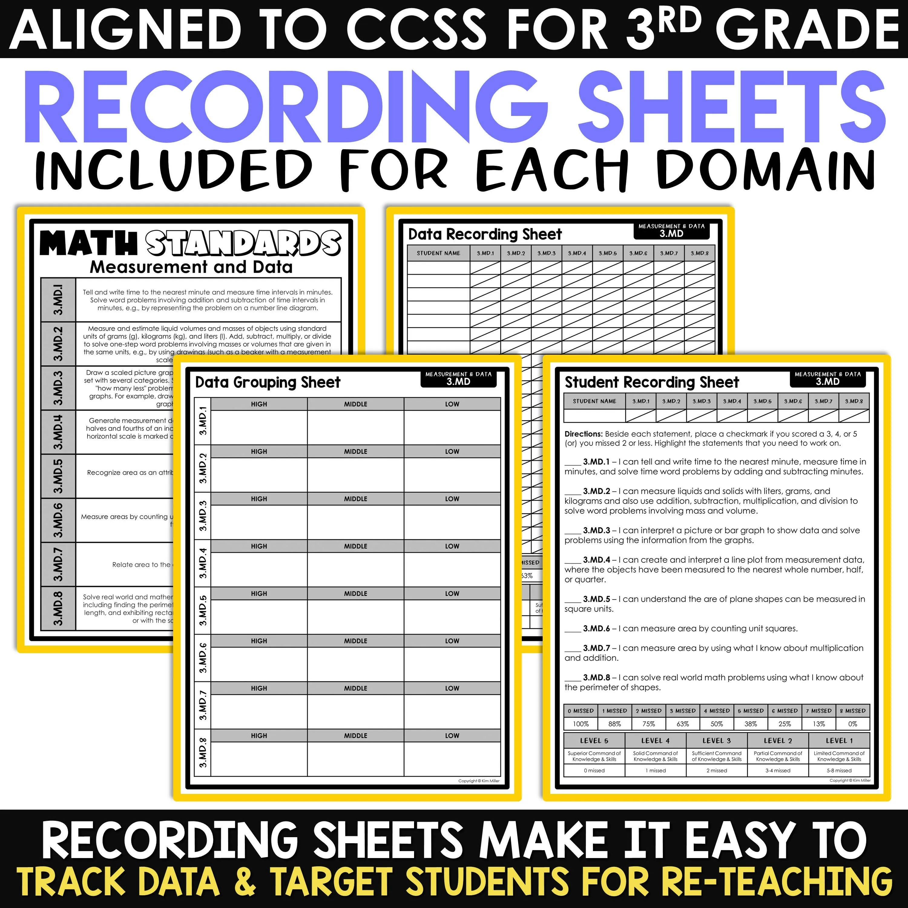 3rd Grade Math Review Worksheets Assessments Homework Morning Work Test Prep