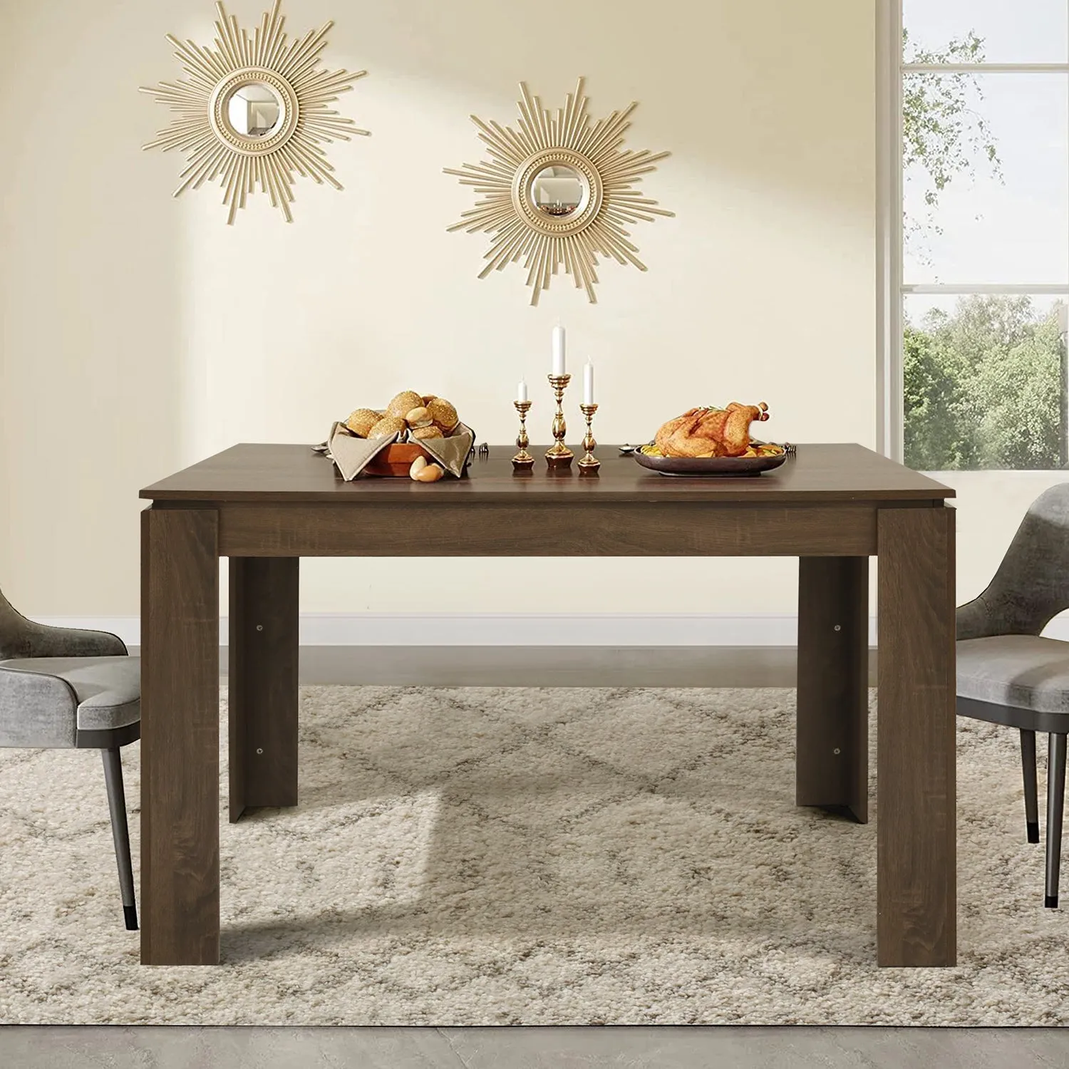 47.2" / 62.9" Farmhouse Dining Table-HomyCasa