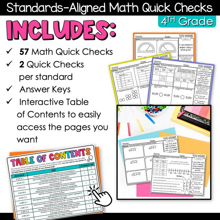 4th Grade Math | Assessments, Morning Work, Test Prep, Review, Homework | Joey Udovich