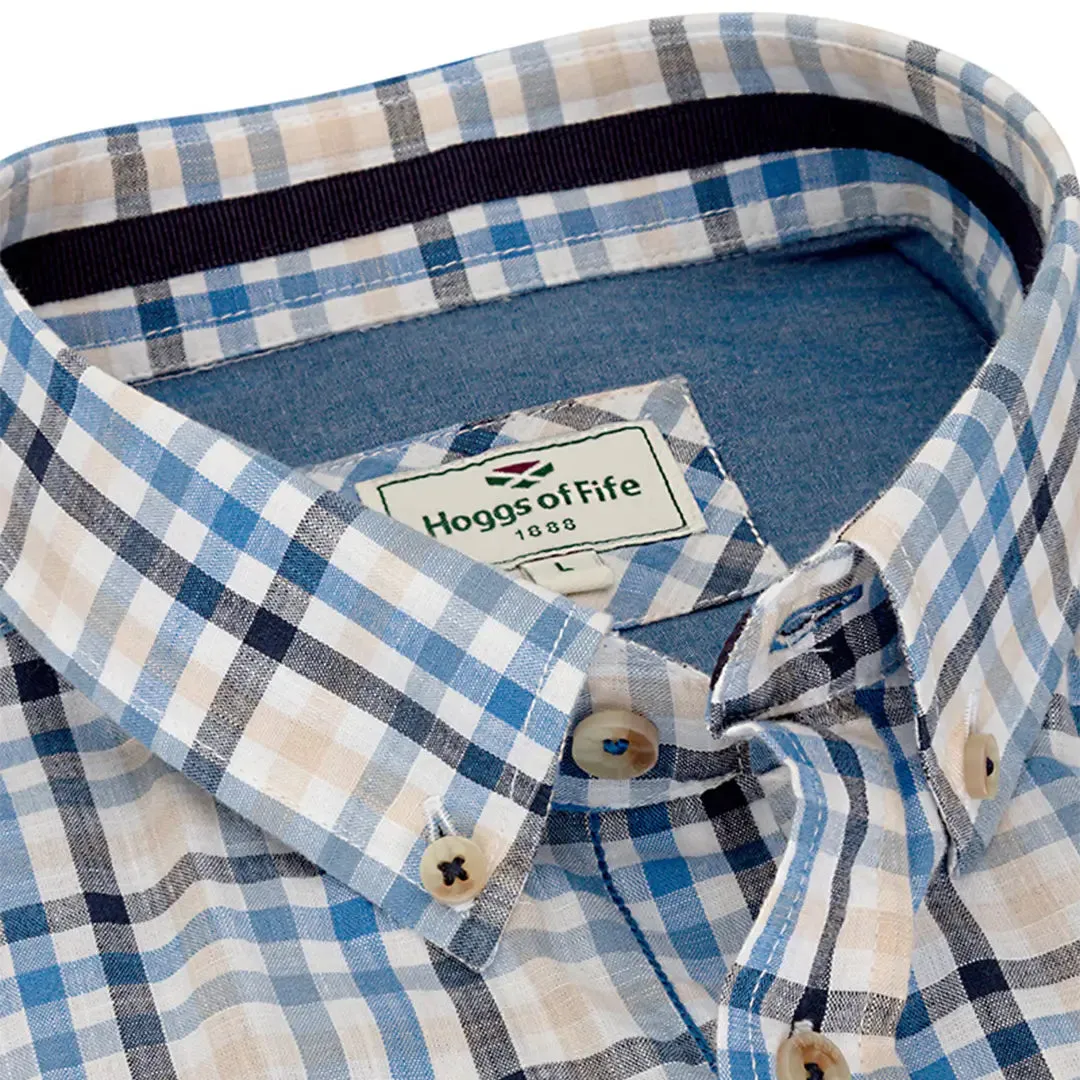 Aberdour Short Sleeve Checked Shirt - Blue/Corn Check by Hoggs of Fife