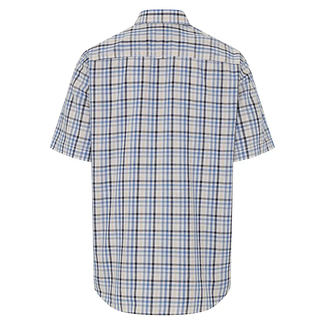 Aberdour Short Sleeve Checked Shirt - Blue/Corn Check by Hoggs of Fife