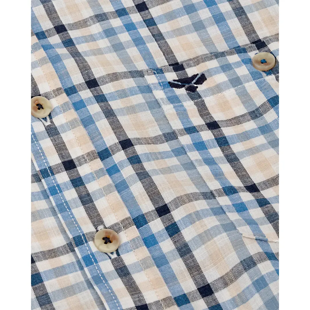 Aberdour Short Sleeve Checked Shirt - Blue/Corn Check by Hoggs of Fife