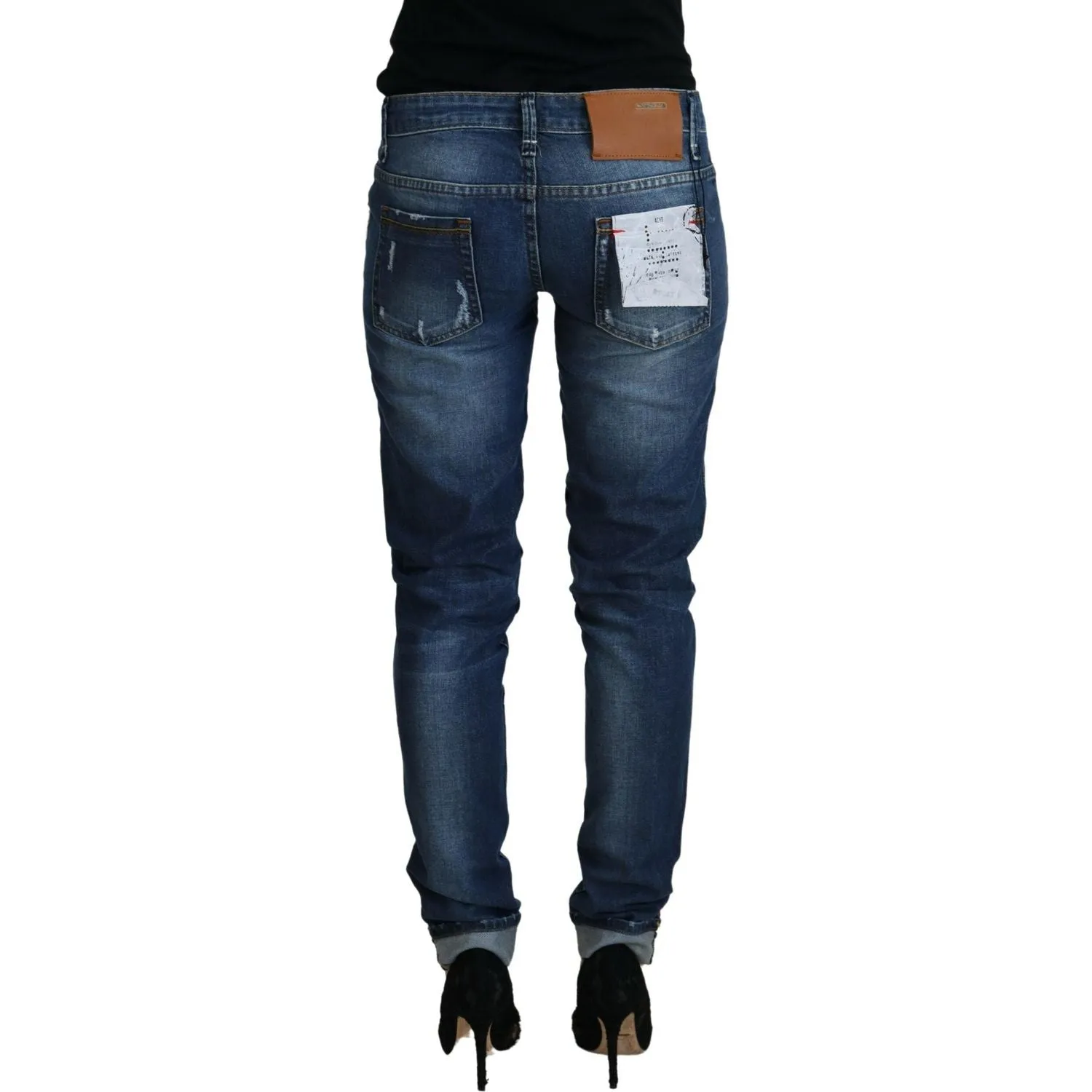 Acht Elegant Blue Washed Low Waist Skinny Jeans