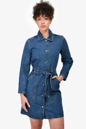 A.P.C Dark Wash Belted Denim Dress Size XS