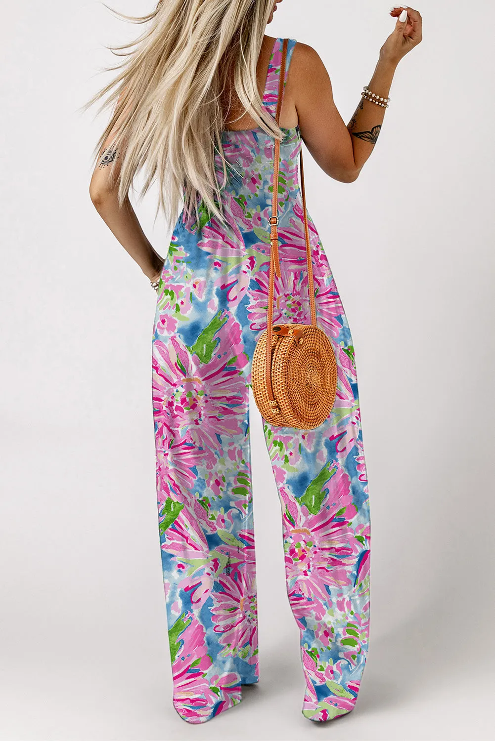 *APP EXCLUSIVE* Floral Smocked Square Neck Jumpsuit with Pockets