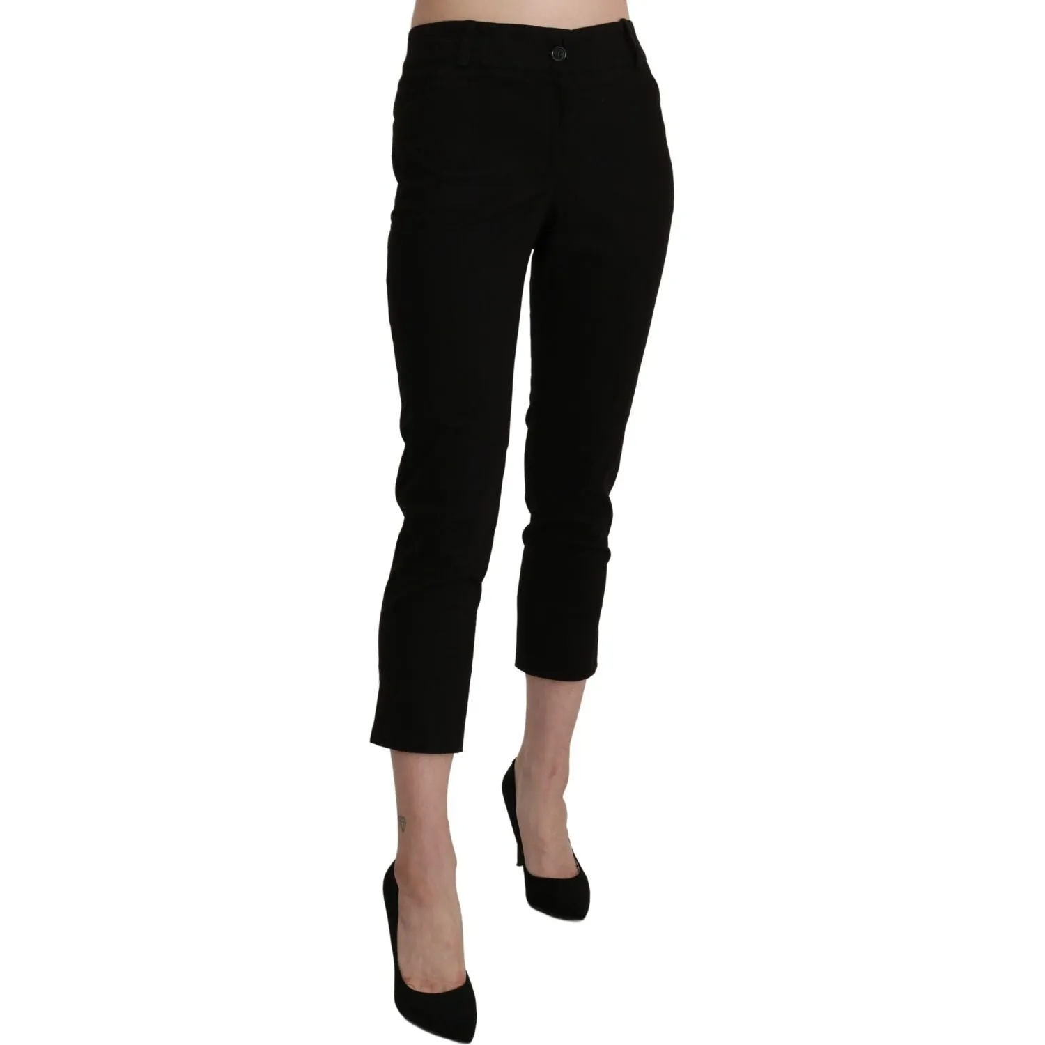 BENCIVENGA Elegant Black High Waist Cropped Pants