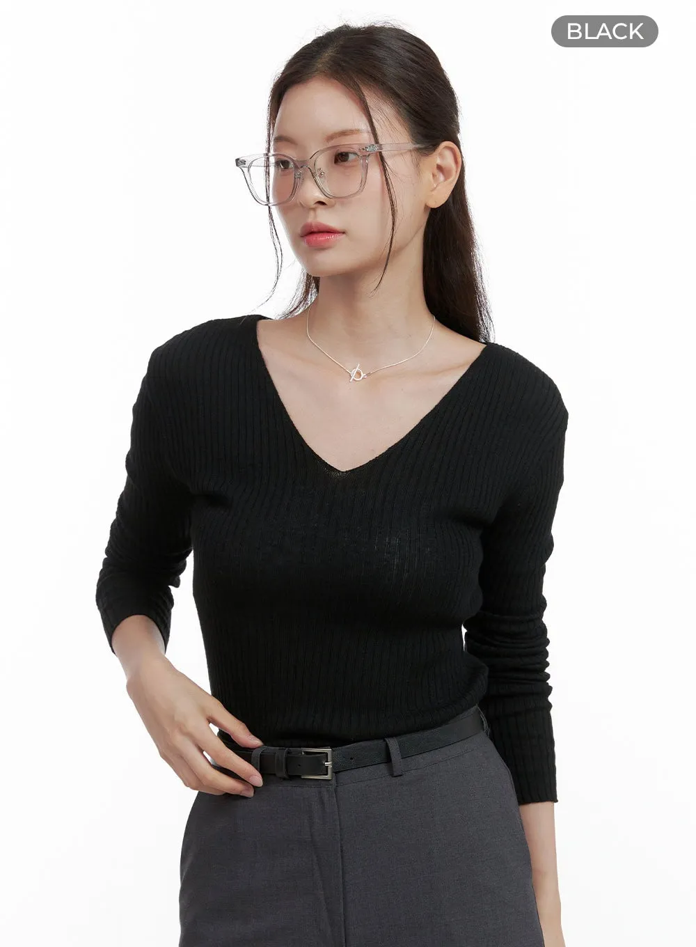 Cashmere V-Neck Long Sleeve OL416