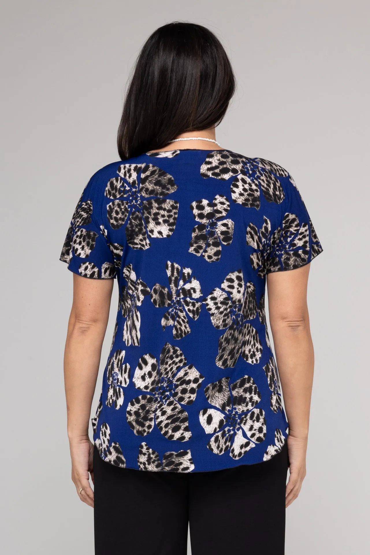 Cobalt Print Longer Sleeve Jersey Top