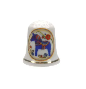 Dala Horse Souvenir Thimble Blue