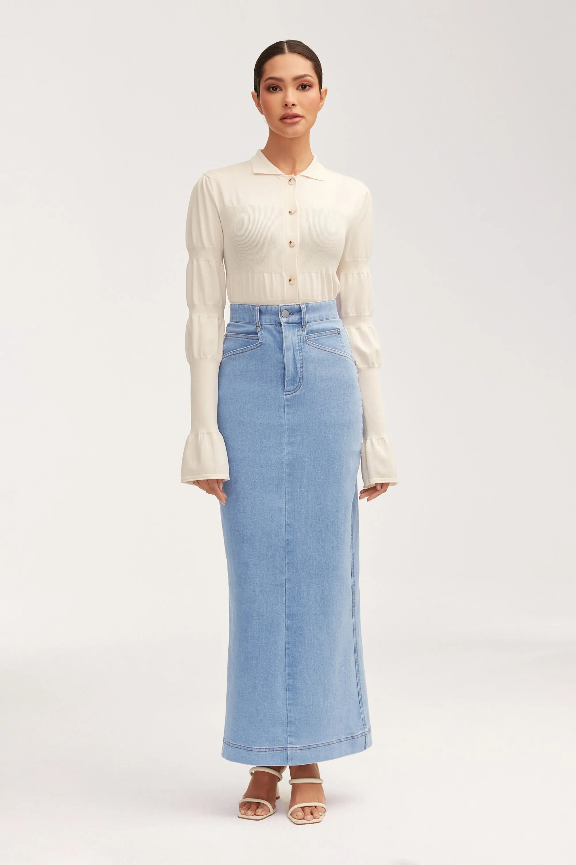 Denim Maxi Skirt - Light Wash