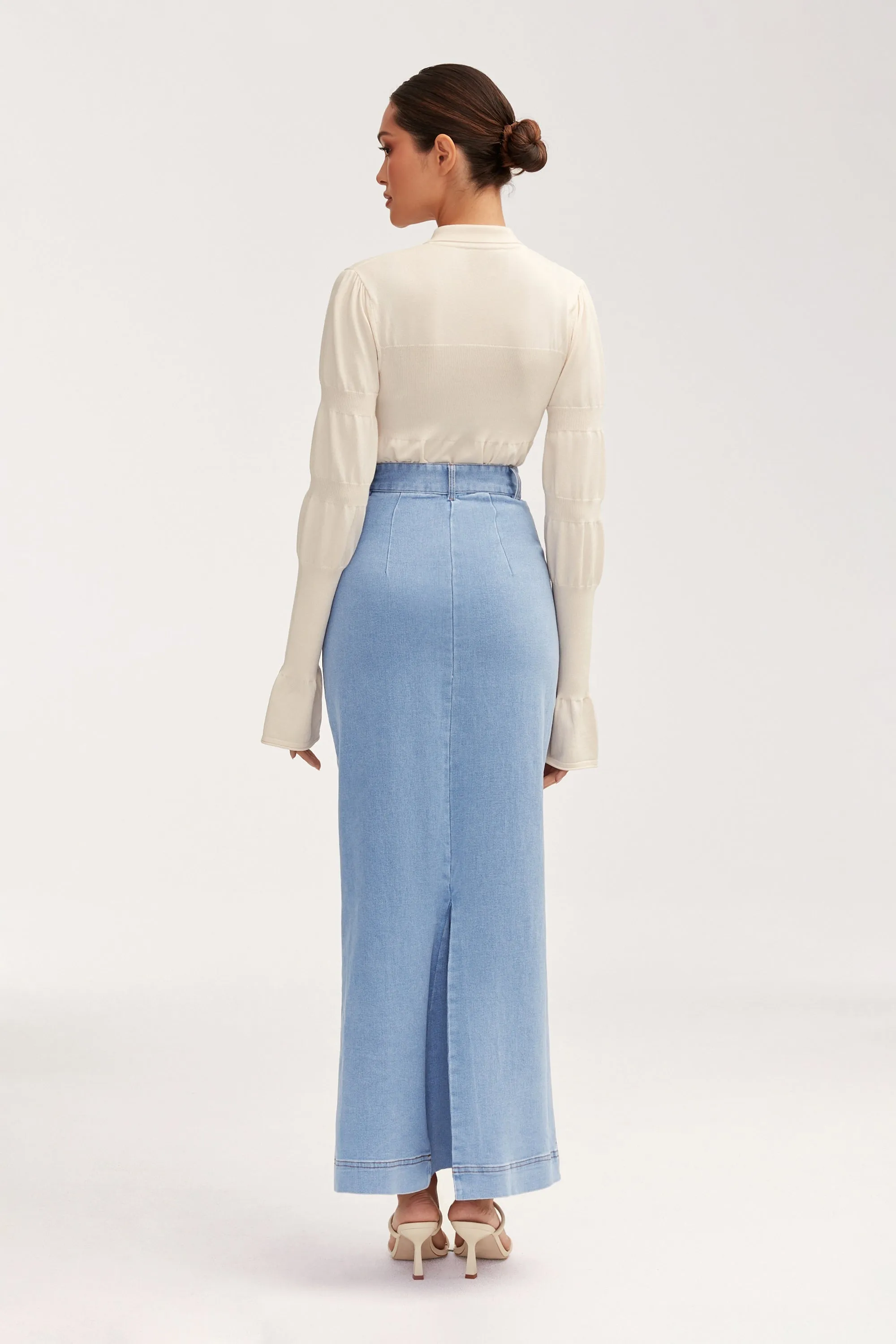 Denim Maxi Skirt - Light Wash