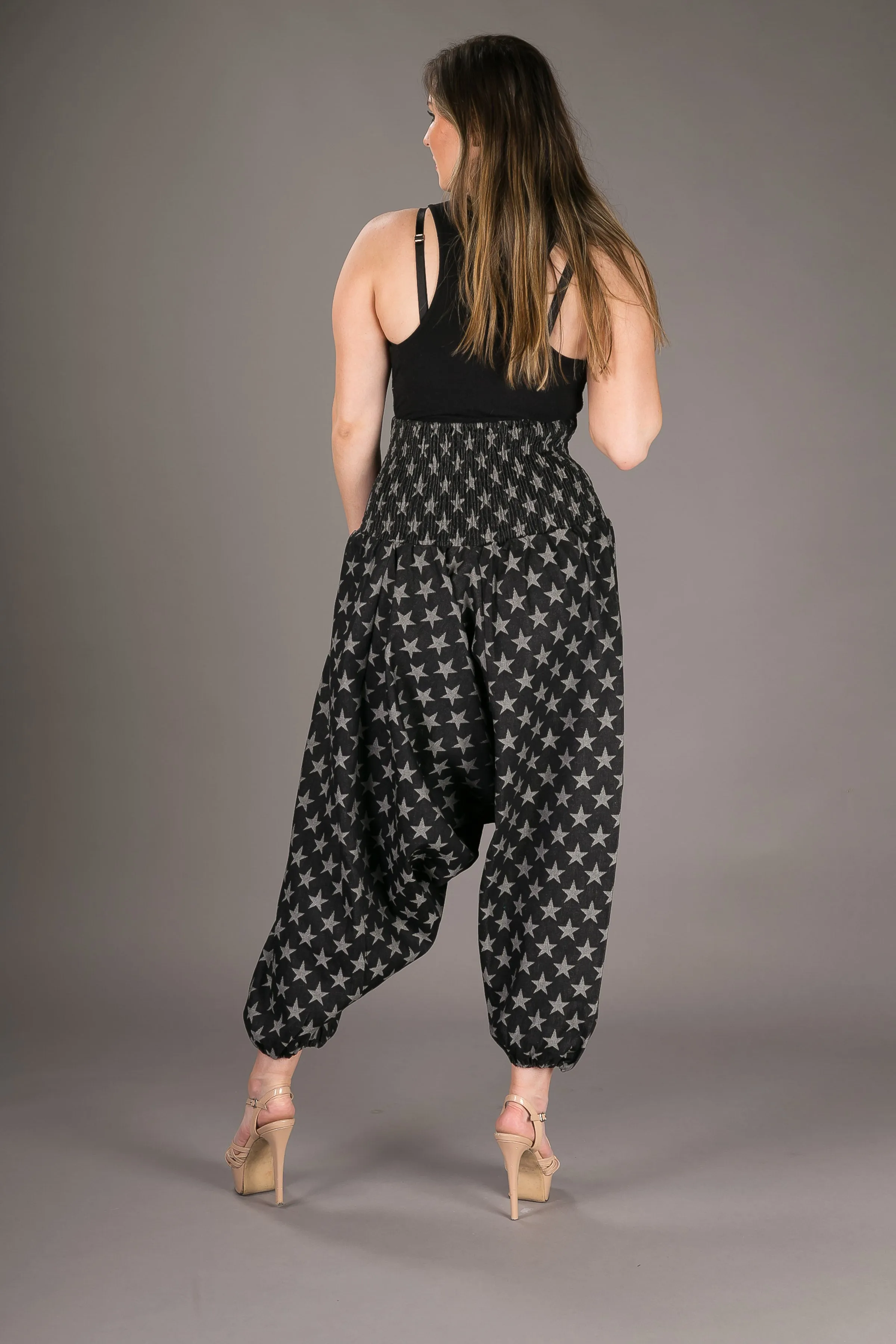 Denim Stars Cotton Harem Yoga Jumpsuit Pants