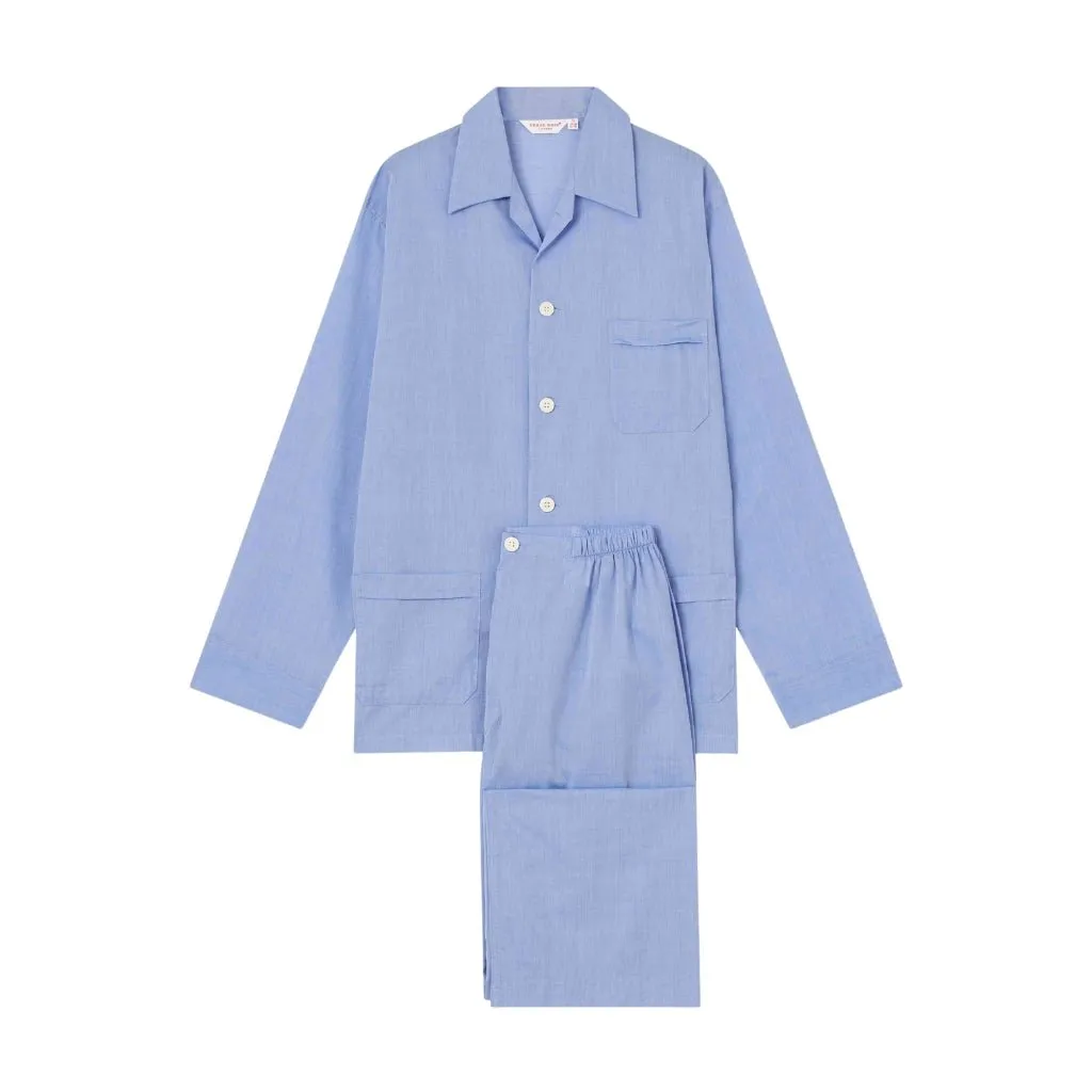 DEREK ROSE Amalfi Cotton Pyjamas SKY BLUE