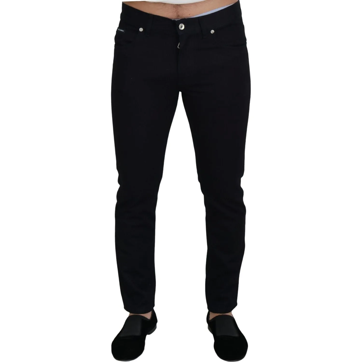 Dolce & Gabbana Elegant Black Silk Blend Denim Pants