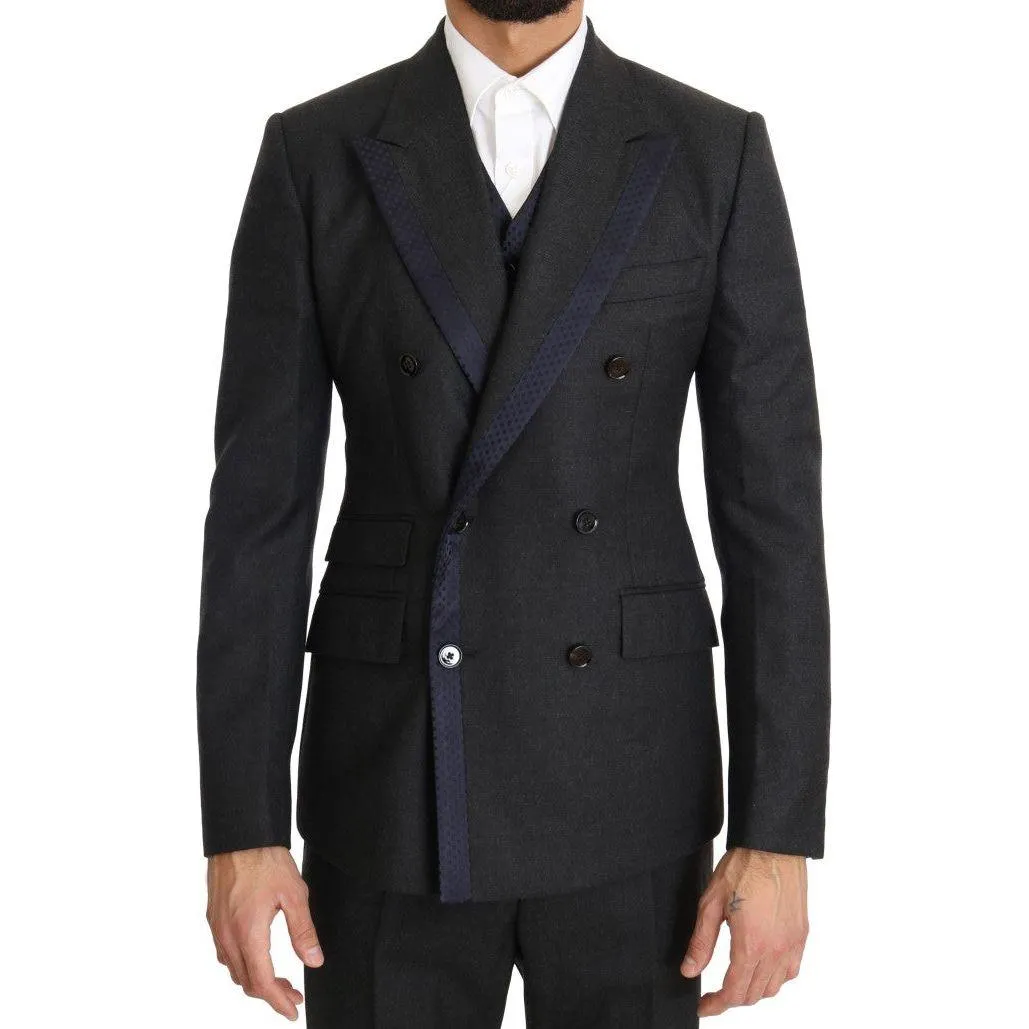 Dolce & Gabbana Elegant Gray Polka Dot 3-Piece Suit