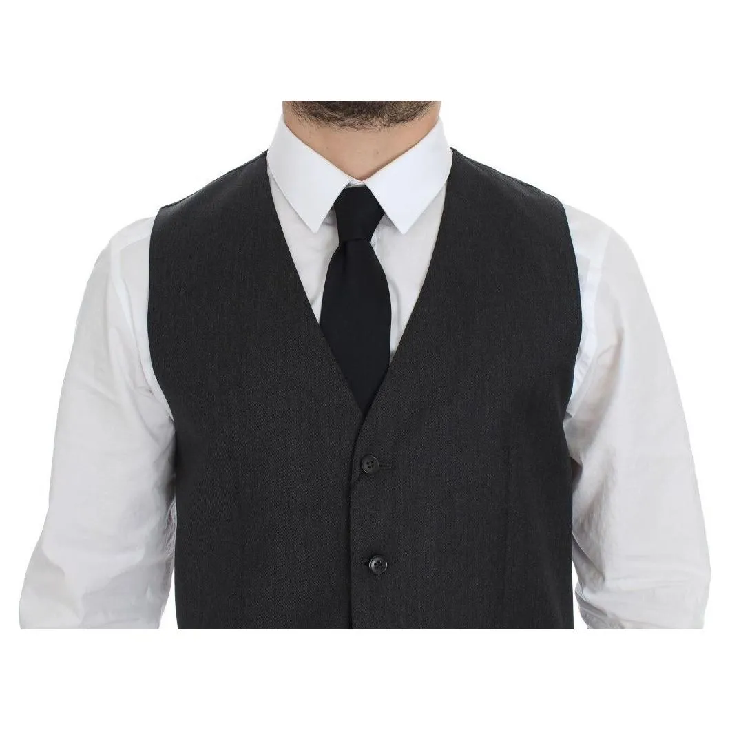 Dolce & Gabbana Elegant Gray Wool Formal Vest