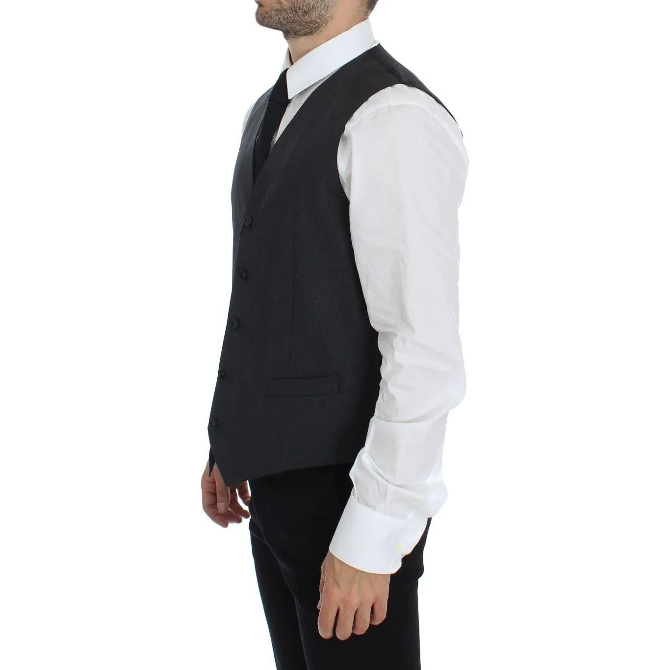 Dolce & Gabbana Elegant Gray Wool Formal Vest