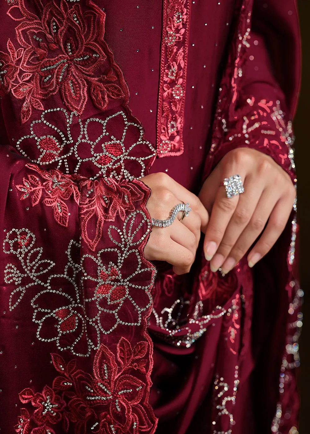 Fabulous Maroon Georgette Festive Pant Salwar Suit