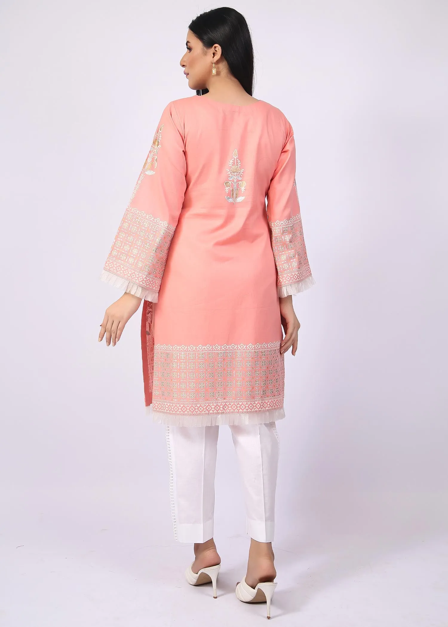 FashionPorters - Unstitched 3 Piece Block Printed Cotton Lawn Soft Pink Suit SUS22-RY20