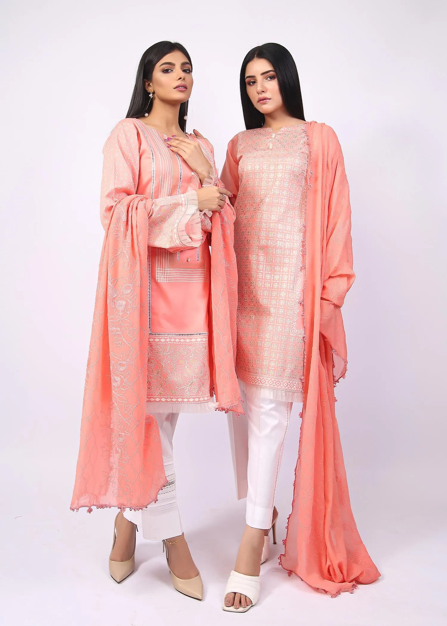 FashionPorters - Unstitched 3 Piece Block Printed Cotton Lawn Soft Pink Suit SUS22-RY20