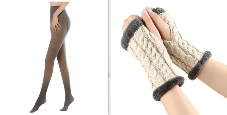 Fleece-lined Fluffy Gloves Twist Knitted Finger Leakage