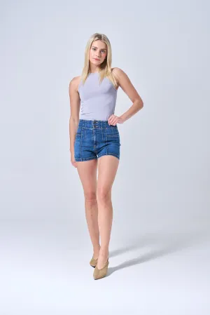 HIGH RISE SHORTS WITH CENTER SEAM IN MEDIUM DARK  / SP-S7578