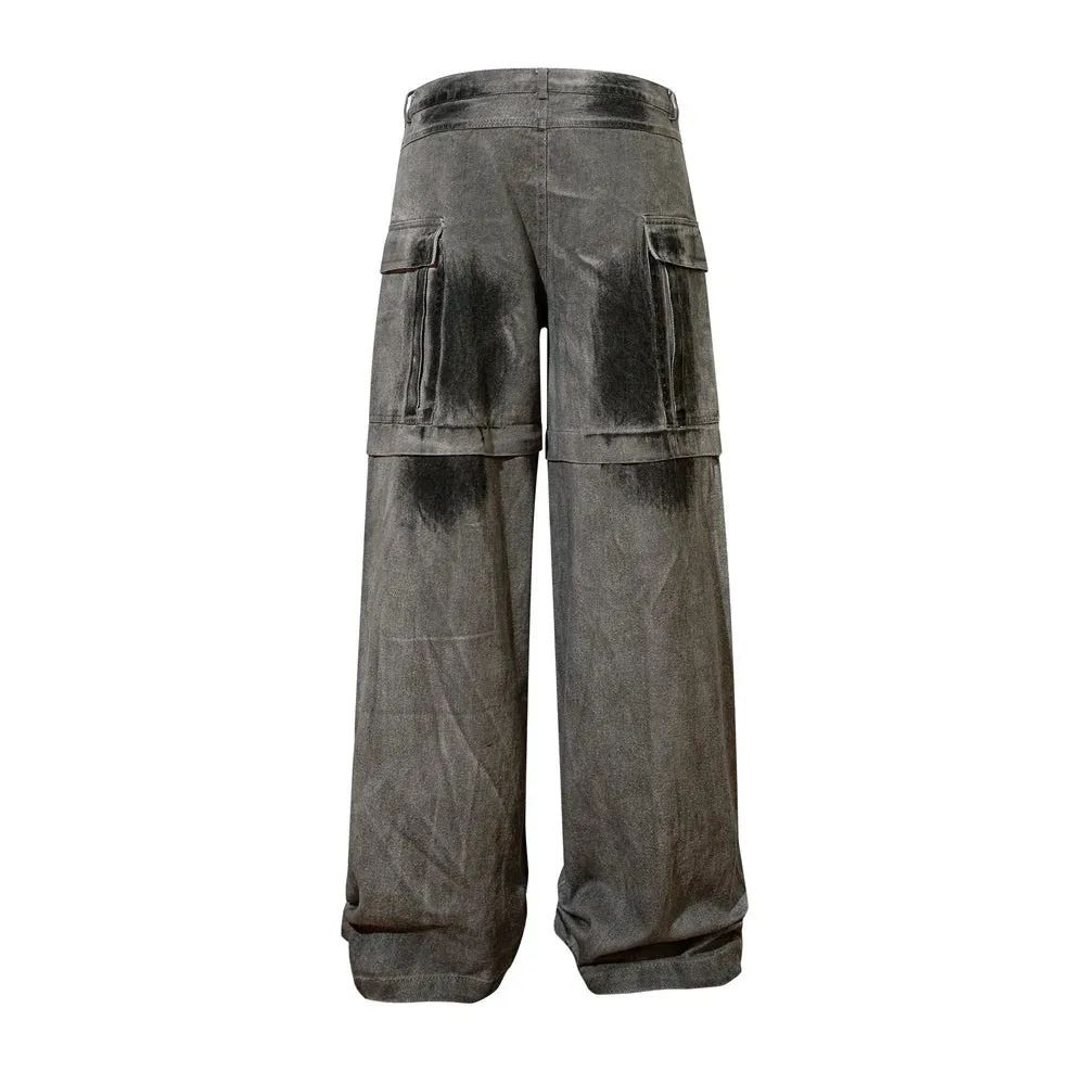 Industrial Wash Baggy Cargo Jeans