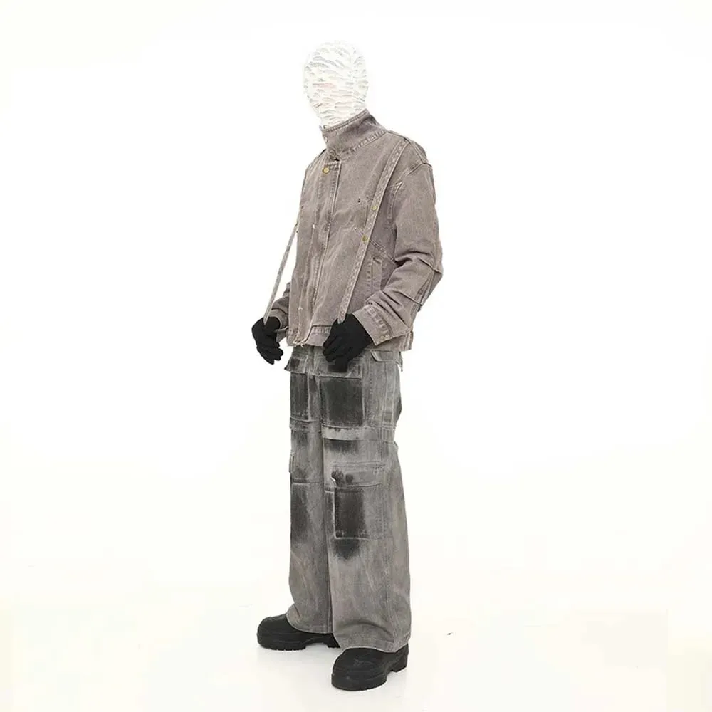 Industrial Wash Baggy Cargo Jeans