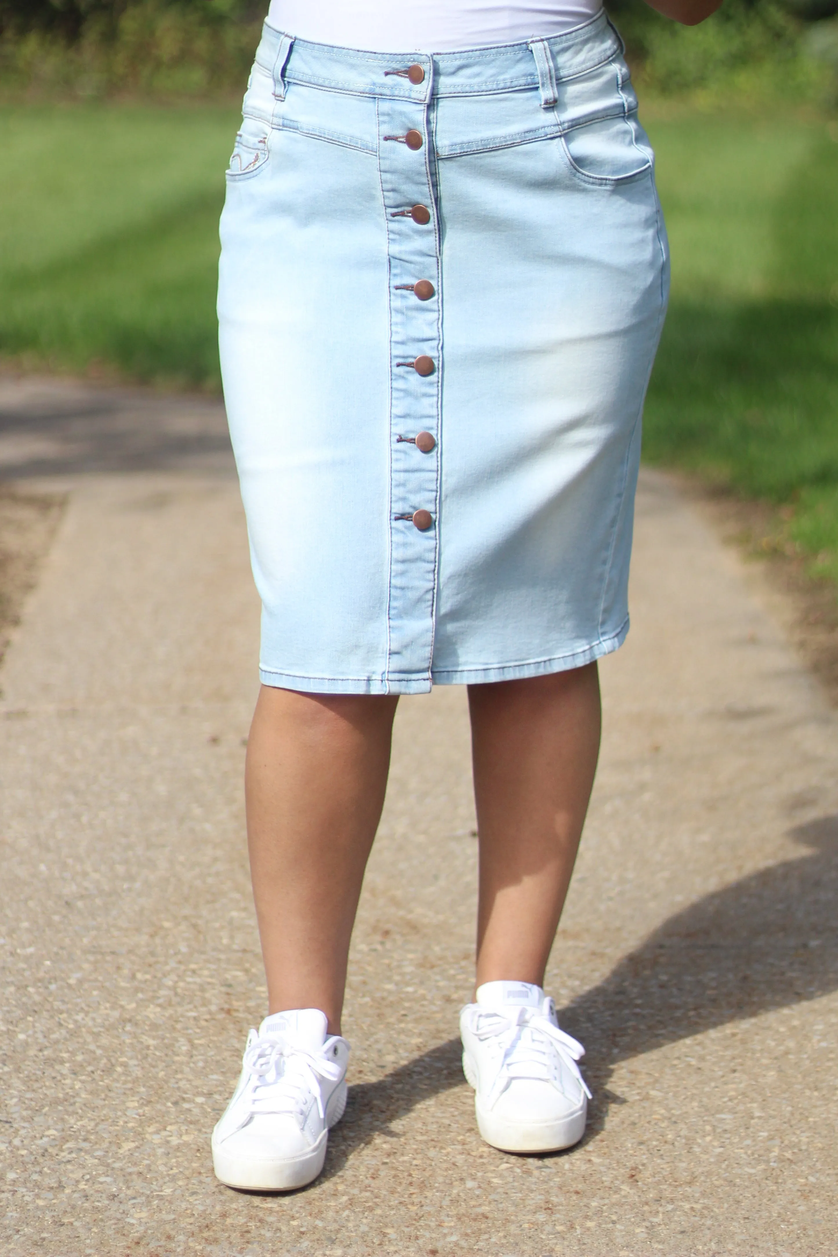 Kylie Light Wash Denim Skirt