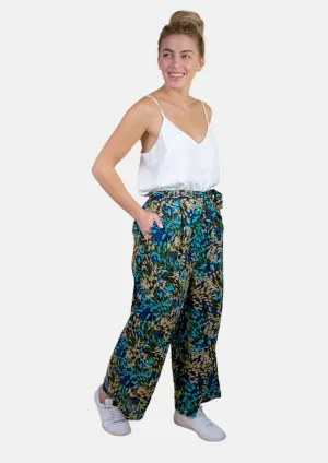 Leaf Print Wide Leg Palazzo