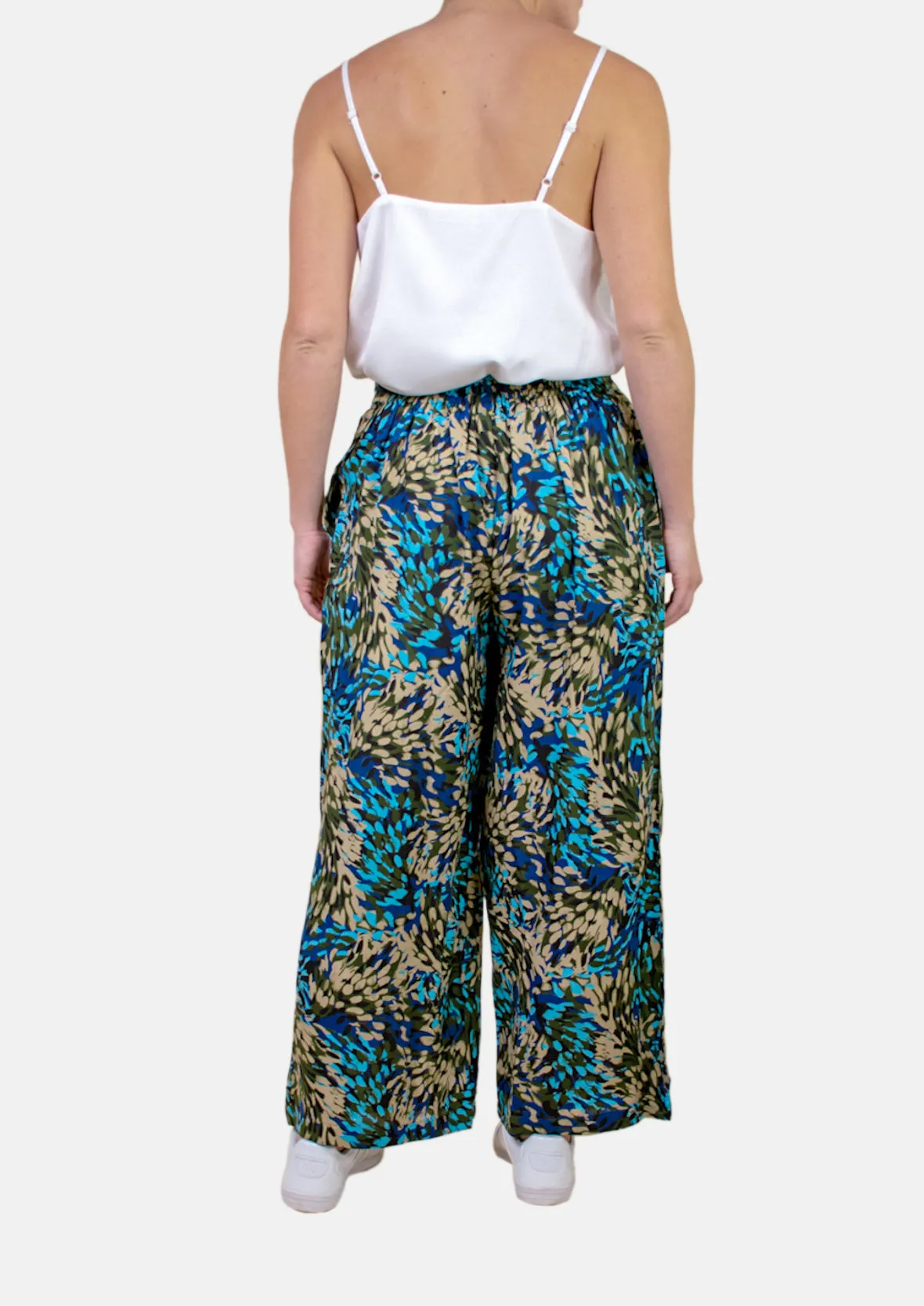 Leaf Print Wide Leg Palazzo