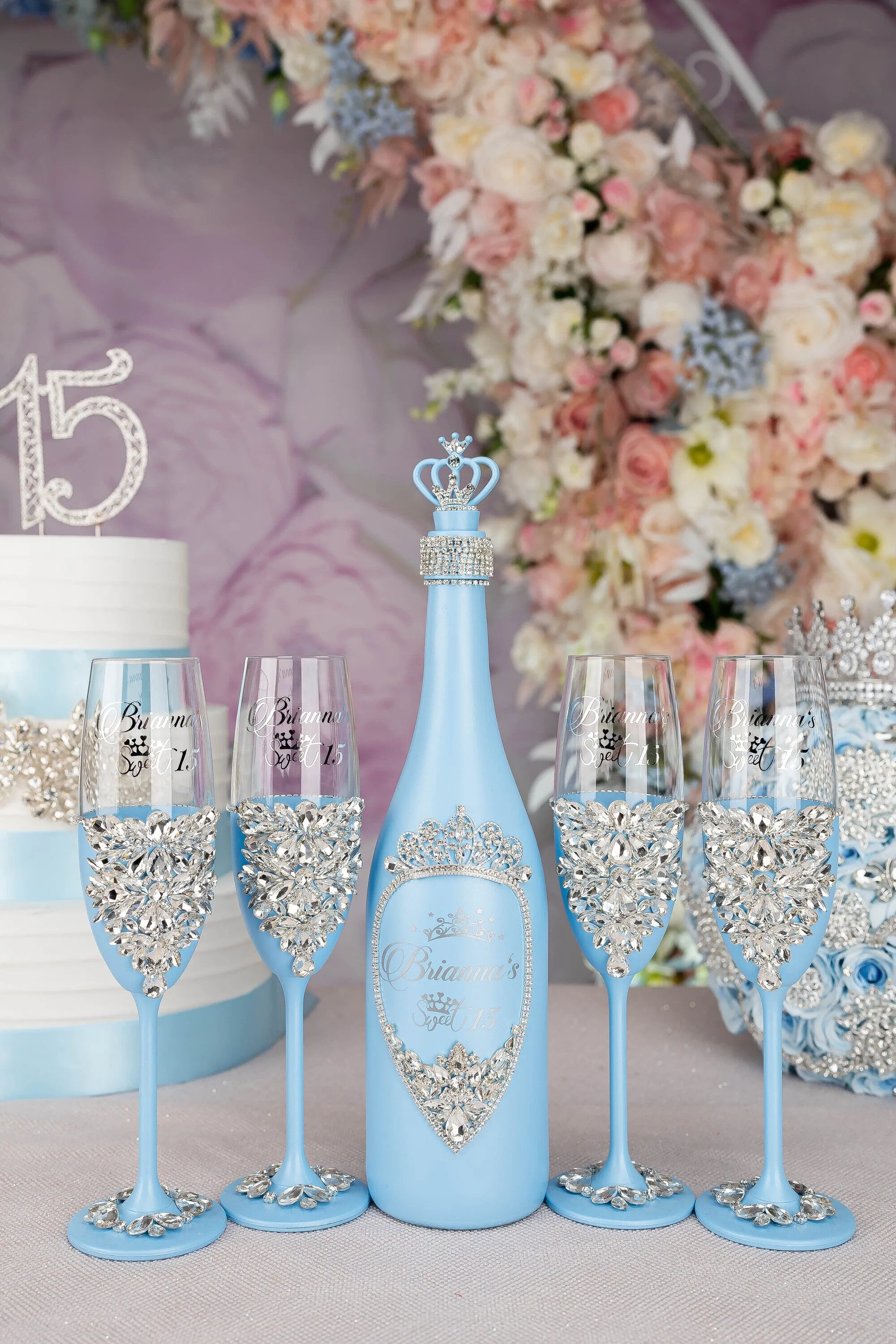 Light blue quinceanera toasting package