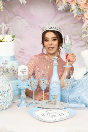 Light blue quinceanera toasting package