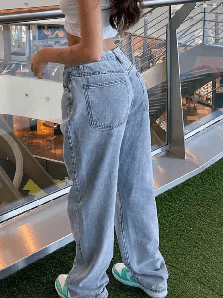 Light Wash Graceful Baggy Boyfriend Jeans