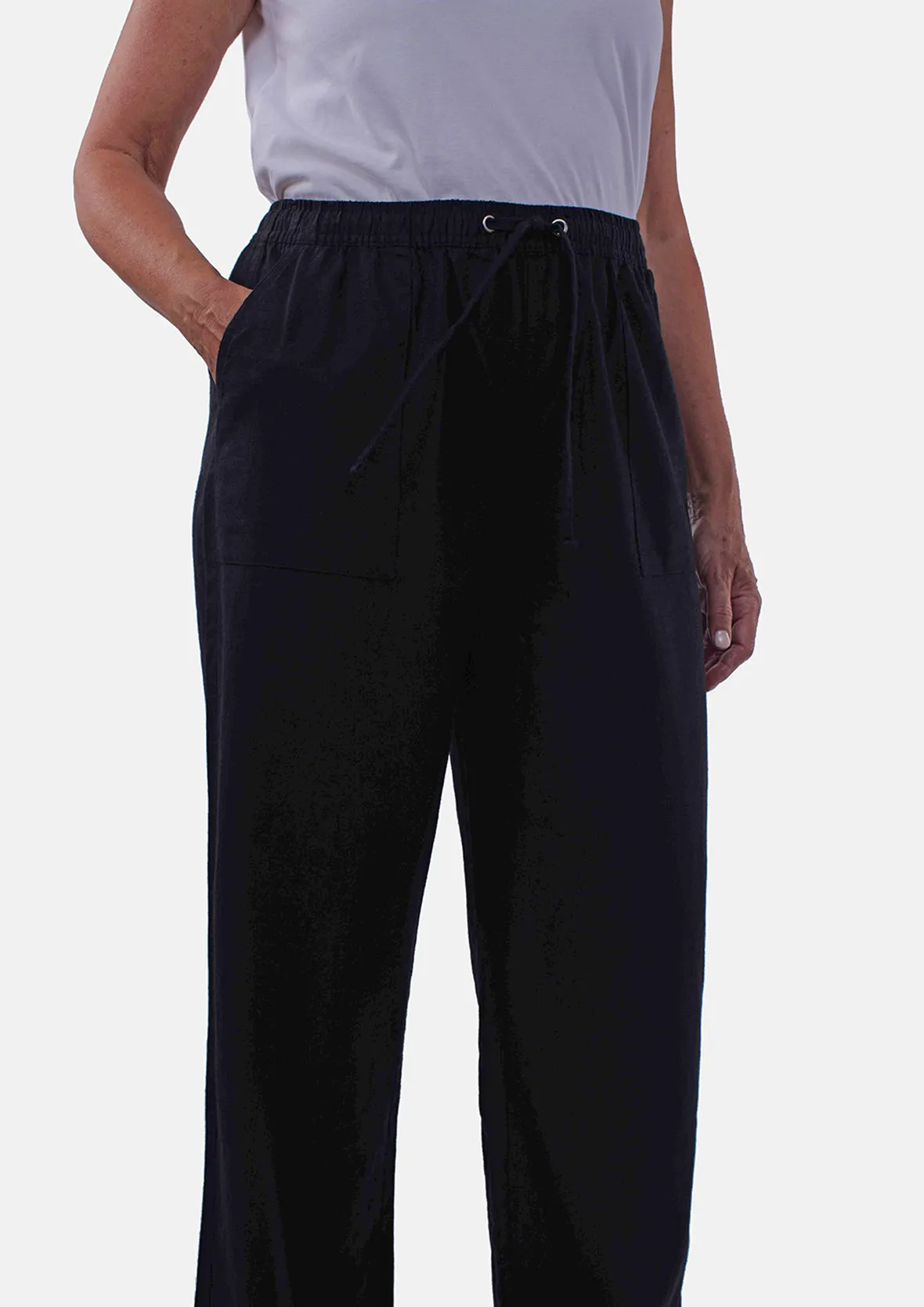 Linen Rich Wide Leg Trousers