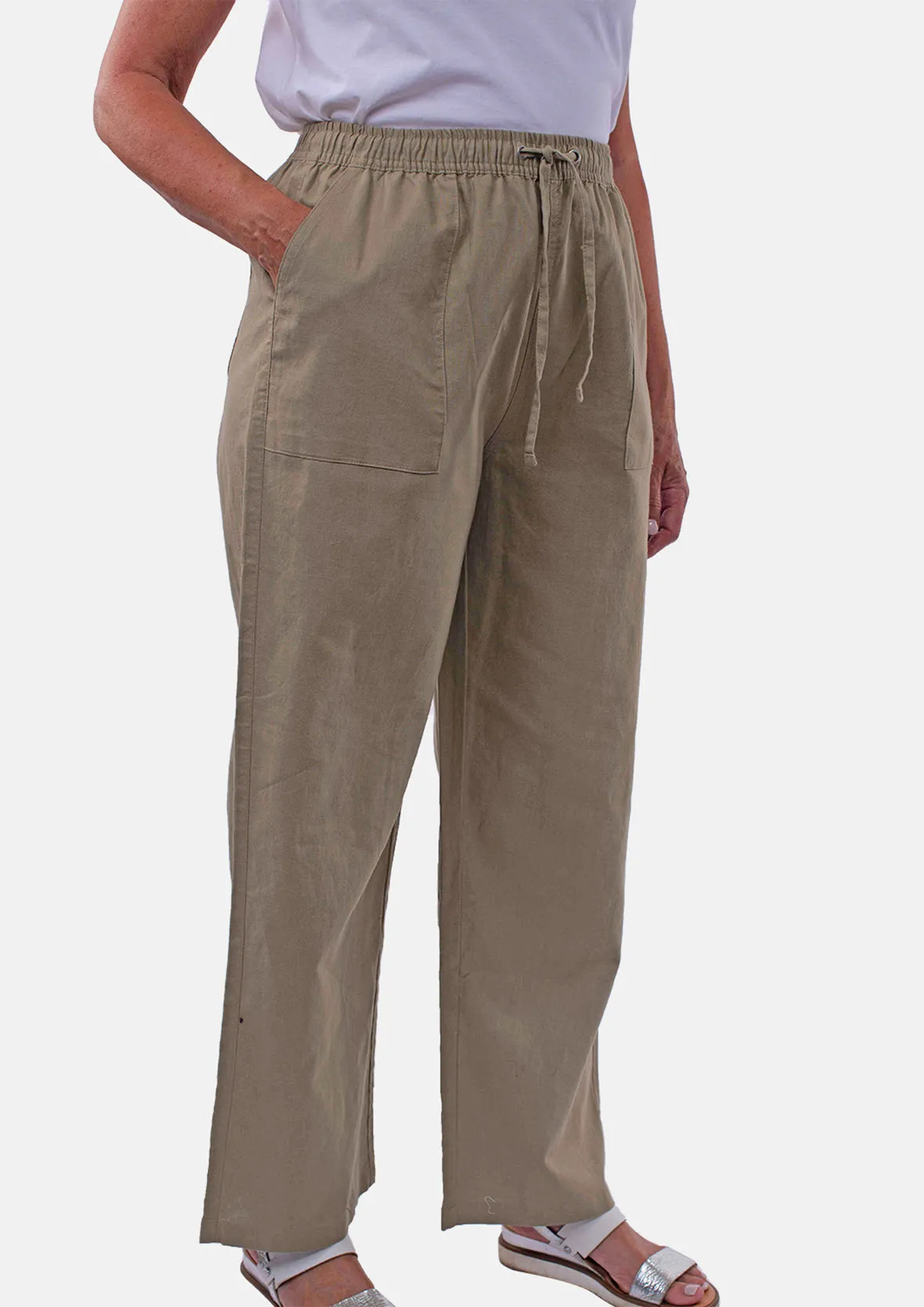 Linen Rich Wide Leg Trousers