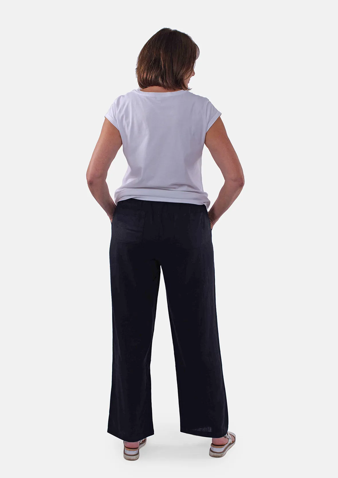 Linen Rich Wide Leg Trousers