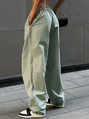 Loose Drawstring Pockets Pants Trousers