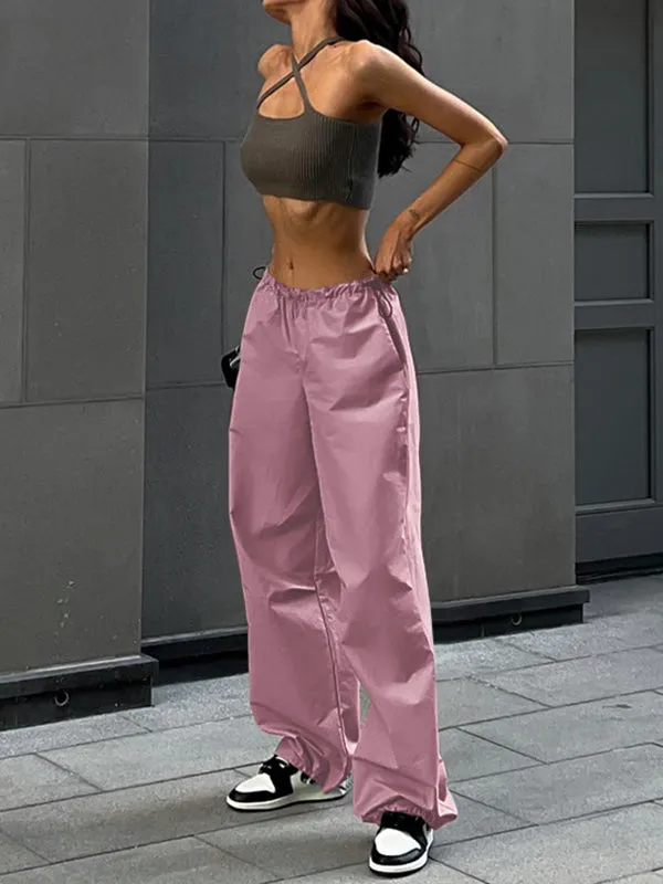 Loose Drawstring Pockets Pants Trousers