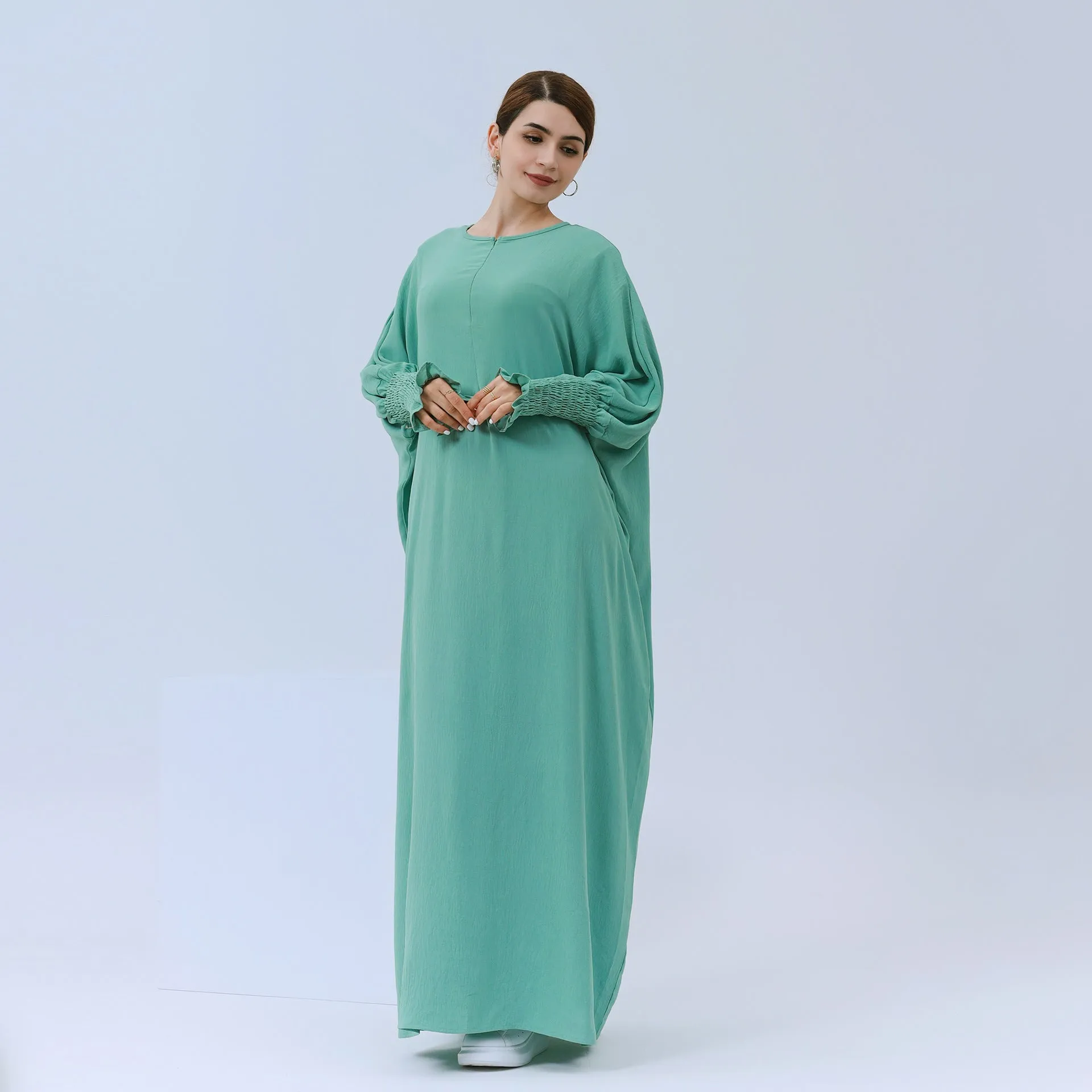 LR616 Middle East Dubai Turkish solid color Tiktok bat style dress