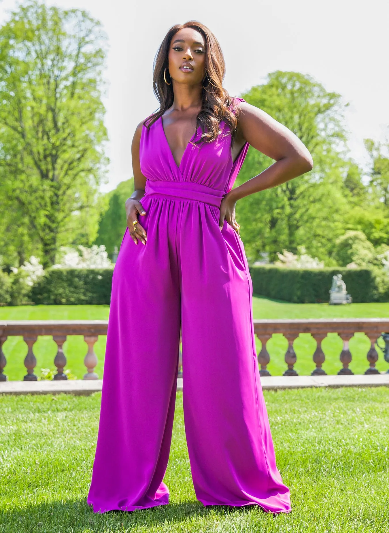 Lucinda V Neck Wide Leg Jumpsuit