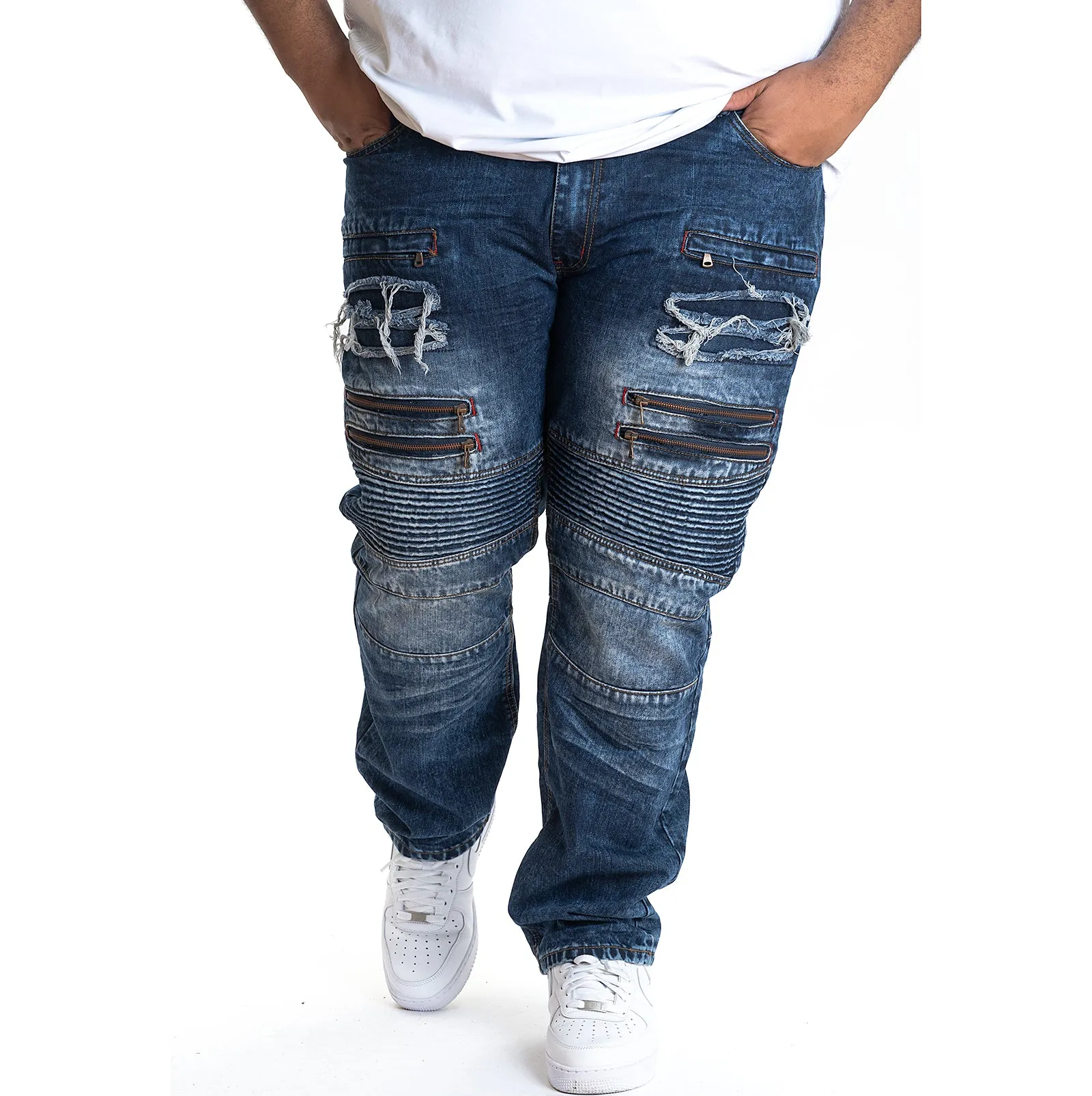 M1740 Ripped & Repair Retro Jeans - Dark Wash