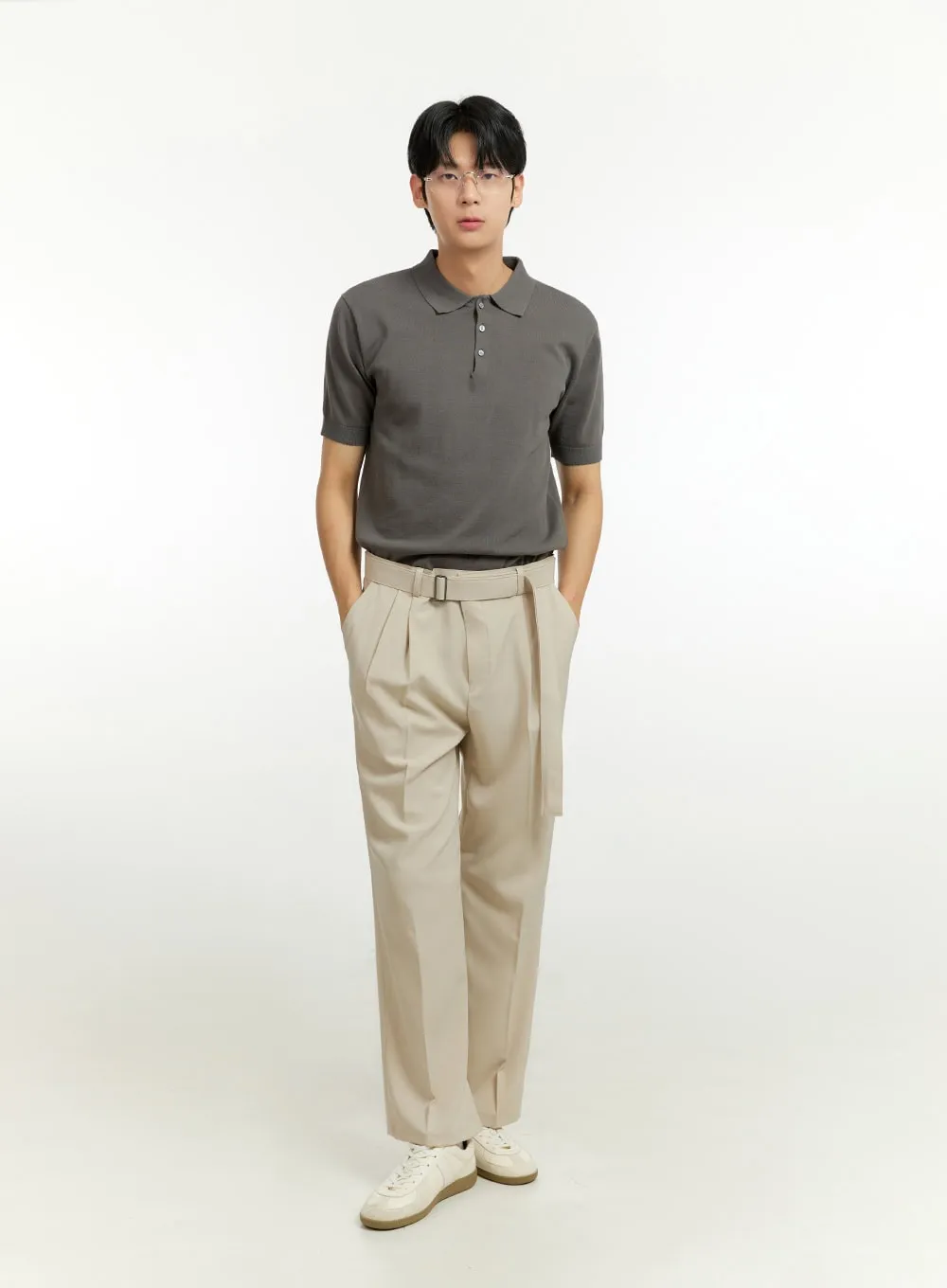 Men's Buckle-Waist Wide Fit Pants IL412