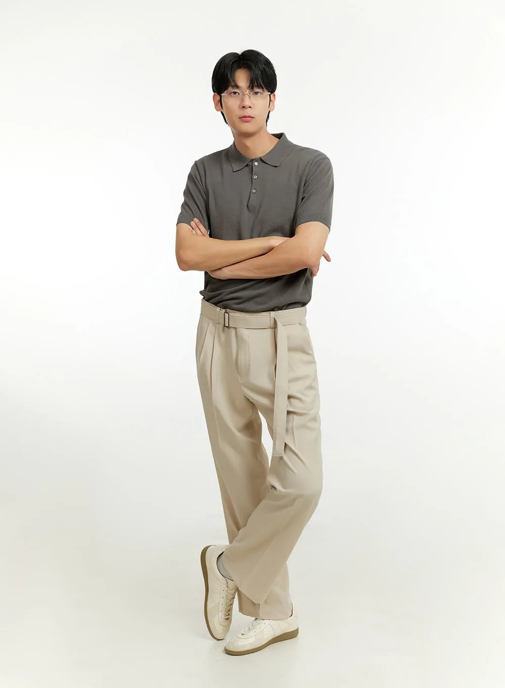 Men's Buckle-Waist Wide Fit Pants IL412