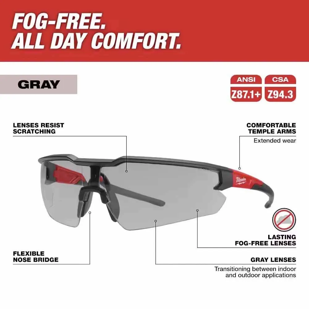 Milwaukee 48-73-2107 Safety Glasses - Gray Fog-Free Lenses